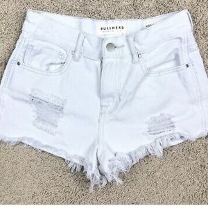 White low rise denim shorts